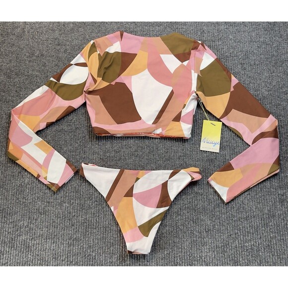 Maaji Swimwear Set Womens Medium Long Sleeve Top Bikini Bottom Reversible NEW - Picture 5 of 8